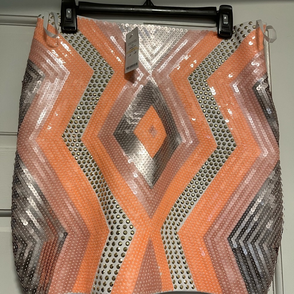 Bebe Pink Sequin Mini Pencil Skirt